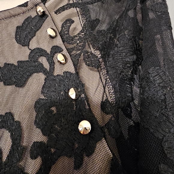 Black Lace Dress with Gold Accents Size M - Picture 5 of 5